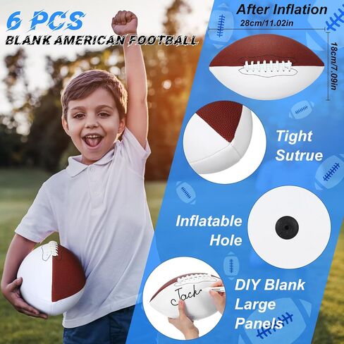 11.02in Blank Autograph Football Size 9 Blank Football with 1 Brown and 3 White Panels Brown Football for Autographs Customized Football Trophy for Rugby Game in Saudi Arabia