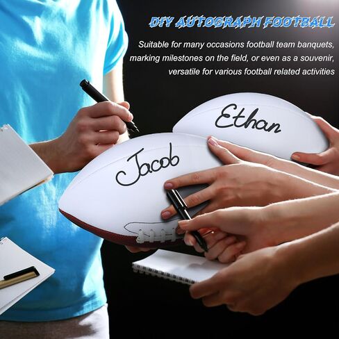 11.02in Blank Autograph Football Size 9 Blank Football with 1 Brown and 3 White Panels Brown Football for Autographs Customized Football Trophy for Rugby Game in Saudi Arabia