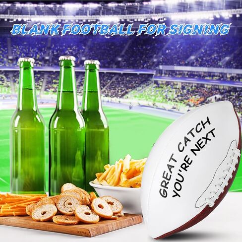 11.02in Blank Autograph Football Size 9 Blank Football with 1 Brown and 3 White Panels Brown Football for Autographs Customized Football Trophy for Rugby Game in Saudi Arabia