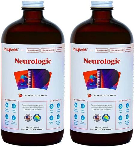 LIQUIDHEALTH 32 أونصة مكمل للتركيز العصبي السائل، منشط للوظيفة الإدراكية، مكمل للدماغ للذاكرة والتركيز، معزز للدماغ، الجنكة بيلوبا، الكولين، إل-ثيانين والفوسفاتيديل سيرين in Kuwait