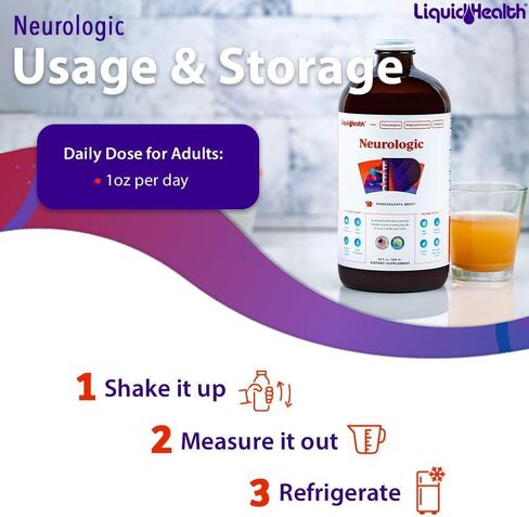 LIQUIDHEALTH 32 أونصة مكمل للتركيز العصبي السائل، منشط للوظيفة الإدراكية، مكمل للدماغ للذاكرة والتركيز، معزز للدماغ، الجنكة بيلوبا، الكولين، إل-ثيانين والفوسفاتيديل سيرين in Kuwait
