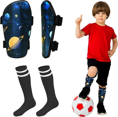 Kids Soccer Shin Guards, JAOBHAHY 4pcs Soccer Shin Pads and Toddler Soccer Socks Set for Girls, EVA Padding Reduces Impact and Injury for Kids Shin Suards Soccer Age 3-5 4-6 5-8 in Saudi Arabia