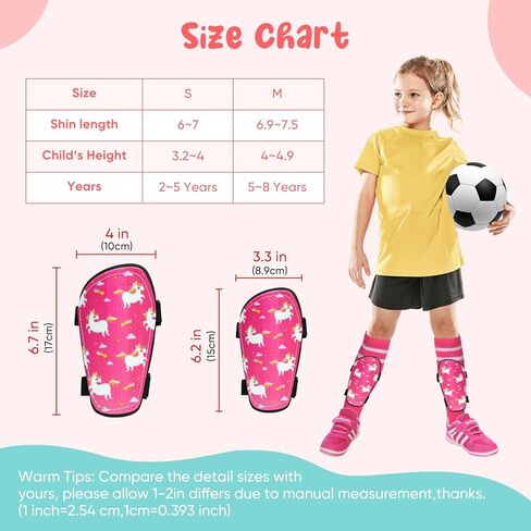 واقيات قصبة القدم للأطفال، مجموعة JAOBHAHY 4 قطع من وسادات قصبة القدم وجوارب كرة القدم للأطفال الصغار للفتيات، بطانة EVA تقلل من التأثير والإصابات للأطفال من عمر 3-5 4-6 5-8 in Kuwait