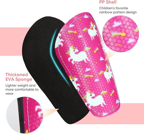 واقيات قصبة القدم للأطفال، مجموعة JAOBHAHY 4 قطع من وسادات قصبة القدم وجوارب كرة القدم للأطفال الصغار للفتيات، بطانة EVA تقلل من التأثير والإصابات للأطفال من عمر 3-5 4-6 5-8 in Kuwait