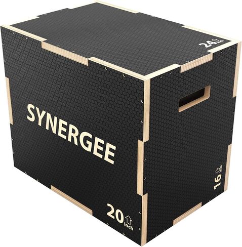 Synergee 3 in 1 Non-Slip Plyometric Box for Jump Training and Conditioning. Wooden Plyo and Soft Plyo Box All in One Jump Trainer. Sizes 20/18/16, 16/14/12 in Saudi Arabia