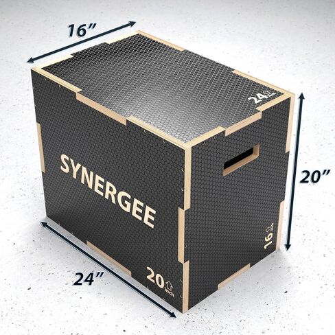 Synergee 3 in 1 Non-Slip Plyometric Box for Jump Training and Conditioning. Wooden Plyo and Soft Plyo Box All in One Jump Trainer. Sizes 20/18/16, 16/14/12 in Saudi Arabia
