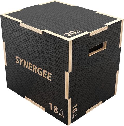 Synergee 3 in 1 Non-Slip Plyometric Box for Jump Training and Conditioning. Wooden Plyo and Soft Plyo Box All in One Jump Trainer. Sizes 20/18/16, 16/14/12 in Saudi Arabia
