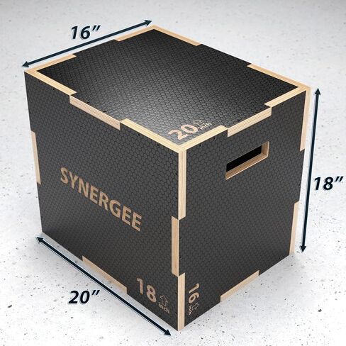Synergee 3 in 1 Non-Slip Plyometric Box for Jump Training and Conditioning. Wooden Plyo and Soft Plyo Box All in One Jump Trainer. Sizes 20/18/16, 16/14/12 in Saudi Arabia