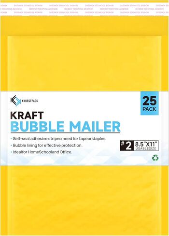 Kkbestpack Kraft Bubble Mailers #0, Self-Seal Padded Mailing Envelopes, Pack of 25, 6x9 Inches in Saudi Arabia