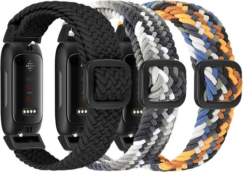 3 Packs Elastic Braided Bands Compatible with Fitbit Inspire 3/Inspire 2/Inspire HR/Inspire/Ace 3/Ace 2, Adjustable Stretchy Bands Elastic Sport Wristbands for Fitbit Inspire 3/2 for Women Men in Kuwait