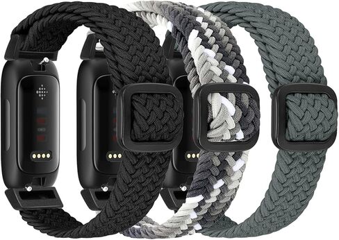 3 Packs Elastic Braided Bands Compatible with Fitbit Inspire 3/Inspire 2/Inspire HR/Inspire/Ace 3/Ace 2, Adjustable Stretchy Bands Elastic Sport Wristbands for Fitbit Inspire 3/2 for Women Men in Kuwait