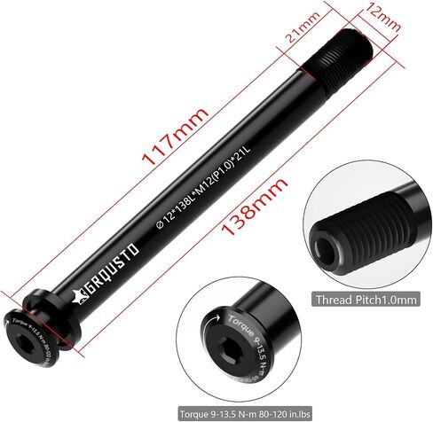 1.0mm Thread Pitch Front Rear Thru Axles for Road Mountain Bicyle Suspension Forks Rigid Forks and Bike Rear Frame, 6061 Aluminium Alloy Boost Through Axle: 12mm x 120mm to 185mm Includes 8 Lengths in Kuwait