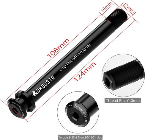 1.0mm Thread Pitch Front Rear Thru Axles for Road Mountain Bicyle Suspension Forks Rigid Forks and Bike Rear Frame, 6061 Aluminium Alloy Boost Through Axle: 12mm x 120mm to 185mm Includes 8 Lengths in Kuwait