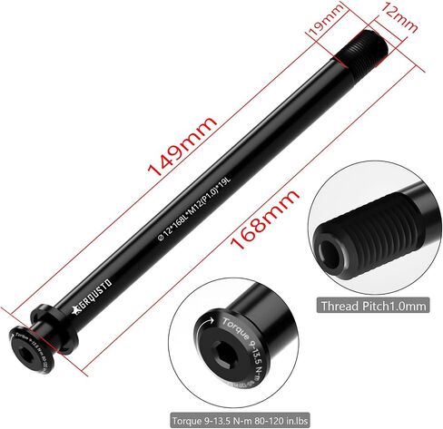 1.0mm Thread Pitch Front Rear Thru Axles for Road Mountain Bicyle Suspension Forks Rigid Forks and Bike Rear Frame, 6061 Aluminium Alloy Boost Through Axle: 12mm x 120mm to 185mm Includes 8 Lengths in Kuwait