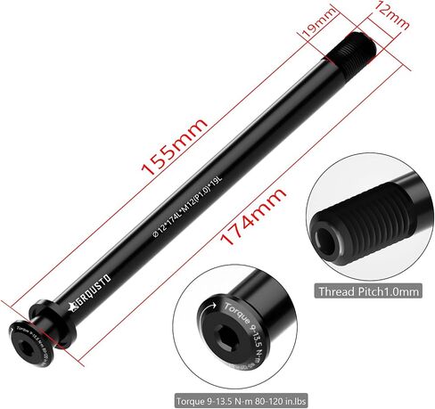 1.0mm Thread Pitch Front Rear Thru Axles for Road Mountain Bicyle Suspension Forks Rigid Forks and Bike Rear Frame, 6061 Aluminium Alloy Boost Through Axle: 12mm x 120mm to 185mm Includes 8 Lengths in Kuwait