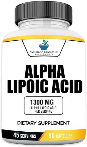 American Standard Supplements Alpha Lipoic Acid 1300mg Per Serving - Vegan, Gluten Free, Non-GMO, 60 Capsules, 30 Servings in Saudi Arabia