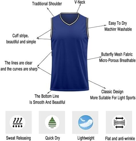 Blank Men's Basketball Jersey Cuff Stripes Team Athletic Scrimmage Uniform Mesh Sport Shirt S-3XL in Kuwait
