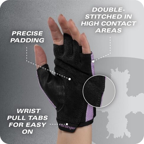 Harbinger Power Gloves 3.0 - Durable Half Finger Weightlifting Gloves with Adjustable Wrist Closure, Breathable Leather Palm, Small, Women's in Saudi Arabia