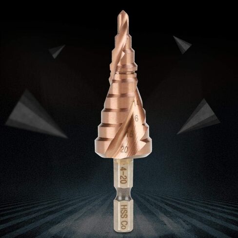 لقمة مثقاب خطوة، قطعة واحدة بمقبض سداسي حلزوني خطوة مخروطية لقمة ثقب كوبالت عالية السرعة من الفولاذ لقص الثقب بالضغط الملزمة لقمة مثقاب S (4-22 مم) in Kuwait