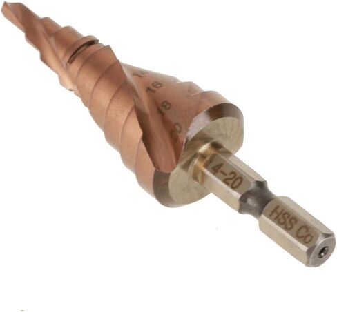 لقمة مثقاب خطوة، قطعة واحدة بمقبض سداسي حلزوني خطوة مخروطية لقمة ثقب كوبالت عالية السرعة من الفولاذ لقص الثقب بالضغط الملزمة لقمة مثقاب S (4-22 مم) in Kuwait