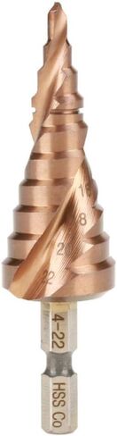 لقمة مثقاب خطوة، قطعة واحدة بمقبض سداسي حلزوني خطوة مخروطية لقمة ثقب كوبالت عالية السرعة من الفولاذ لقص الثقب بالضغط الملزمة لقمة مثقاب S (4-22 مم) in Kuwait