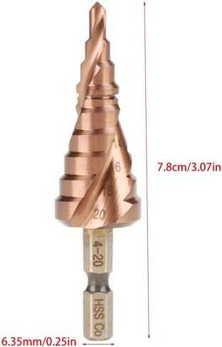 لقمة مثقاب خطوة، قطعة واحدة بمقبض سداسي حلزوني خطوة مخروطية لقمة ثقب كوبالت عالية السرعة من الفولاذ لقص الثقب بالضغط الملزمة لقمة مثقاب S (4-22 مم) in Kuwait