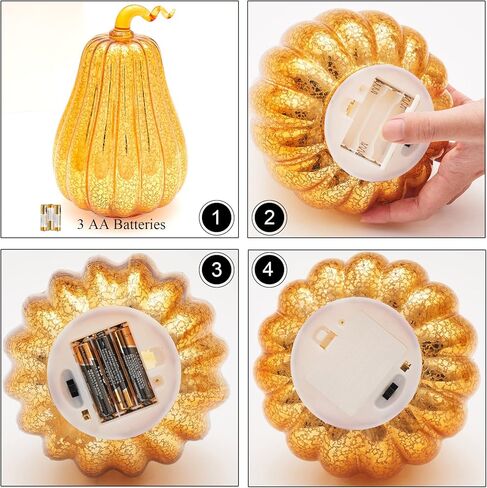 زجاج الزئبق القرع ضوء الموقت تعمل 8 بوصة الجدول محور الخريف الخريف زينة عيد الهالوين عيد الشكر اليقطين ديكور in Kuwait