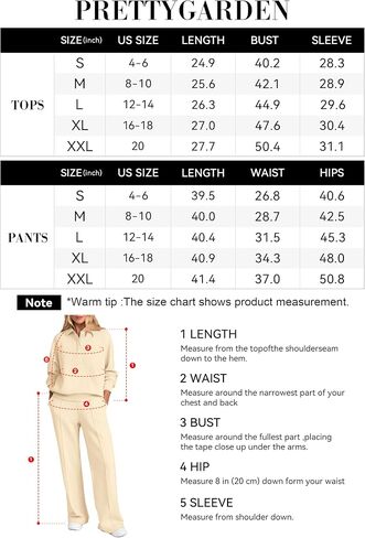 PRETTYGARDEN Women Fall 2 Piece Outfits Sweatsuits Quarter Button Long Sleeve Sweatshirt Wide Leg Pants Tracksuit Lounge Sets in Saudi Arabia