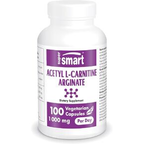 Supersmart - Acetyl L Carnitine Arginate 1000mg per Day (Advanced Form) - Pure Amino Acids Supplement | Non-GMO & Gluten Free - 120 Vegetarian Capsules