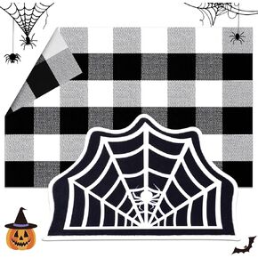قطعتان من سجادة باب جمجمة الهالوين خدعة أو علاج ممسحة ممسحة هيكل عظمي للهالوين مع سجادة منطقة باللونين الأبيض والأسود، سجادة باب أمامية مخططة باللونين الأبيض والأسود للداخل والخارج ومدخل المطبخ وديكور الشرفة الأمامية in Kuwait
