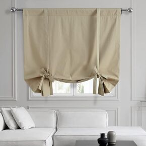 HPD Half Price Drapes Solid Cotton Room Darkening Tie Up Curtains for Windows Roll Up Balloon Curtain for Living Room, Kitchen 46 X 63 (1 Panel), Lullaby Pink