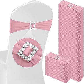 100 Pcs Spandex Chair Sashes with Square Buckle Slider Stretch Chair Cover Band Universal Elastic Chair Ties Chair Straps Bows for Wedding Banquet Event Party Decoration (Burgundy)