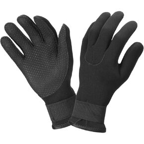 PATIKIL 3mm Neoprene Diving Gloves, 1 Pair Wetsuit Dive Gloves Five Finger Surfing Scuba Gloves Adjustable for Diving Snorkeling Swimming Water Sports, Black, S