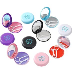 Aligner Retainer Mouthguard Case with Mirror, Brush and Removal Tool (Pearl)