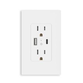 BSEED Smart WiFi in-Wall Outlet with 20W Type-C Ports, Smart in-Wall Socket with 18W USB Ports, Fast Charging for iPhone/iPad/Android Devices,White, 2 Pack
