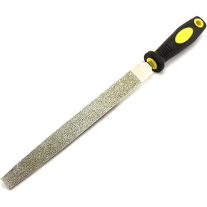 TMAX 10 Inch (25 cm) Long Diamond Coated Flat File Grit 60 Coarse, Diamond Coated Flat File Plastic Handle Hand Tools for Grinding on Glass, Stone, Marble, Rock, Bone