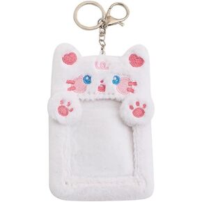 White Plush Card Holder Cartoon Cat Card Holder Protective Cover Photo Card Holder Photo Album Plush Photoelectric Card Idol Id Card Photo Frame and Accessories