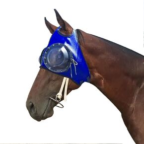 Horse Racing Goggles, Equestrian Goggles, Protective Net HorseGoggles, Horse Eye Cover with Detachable Half Cover for Sand Protection（Horse Eyeshield、Blinker、Blinder）