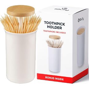 Toothpick Holder, Pop-up Automatic Toothpick Dispenser, Toothpick Holder Dispenser With Bamboo Toothpicks, Tooth Picks Holder Dispenser, Toothpicks Holder Dispenser With Wooden Toothpicks