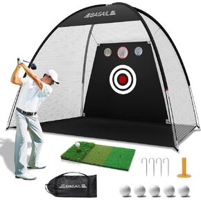 شبكة جولف باجيل، شبكة تدريب جولف مقاس 10 × 7 أقدام وحصيرة ثلاثية العشب، شبكة جولف محمولة مع حقيبة حمل، سهلة الإعداد للتدريب على الجولف للمساعدة في ضرب شبكات تقطيع القيادة للفناء الخلفي والخارجي في الأماكن المغلقة in Kuwait