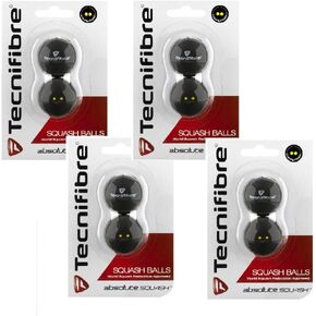Tecnifibre Double Yellow Dot Squash Balls - 8 Pack