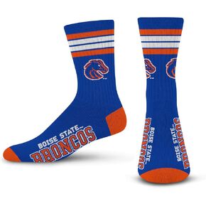 For Bare Feet NCAA Boise State Broncos 4 Stripe Deuce Crew Sock Team Color MEDIUM