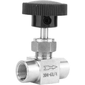 Straight Needle Valve Stainless Steel BSPP Female Thread for Transmission Of Water, Gas, Oil, Fuel And Other Media(1/4")