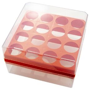 Caplugs Evergreen 240-6630-E3D صندوق تخزين أنبوب الطرد المركزي. انابيب الطرد المركزي سعة 30 مل، 16 مكان، بولي بروبيلين، برتقالي