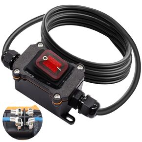 IP67 Waterproof Inline Switch 12V DC 20A 4Pin 2 Position On/Off Toggle Switch with 14 AWG Wire Outdoor Inline Cord Switch with Red LED Rocker Button