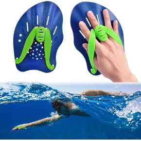 1 Pair Swim Paddles for Hand, Swimming Training Hand Paddles with Adjustable Straps,Swim Diving Training Hand Paddle for Men Women(Blue)