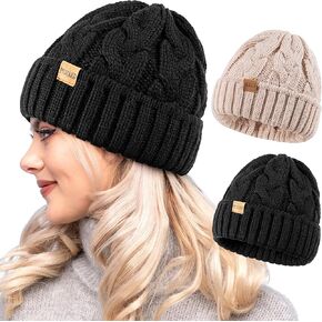 Womens Winter Knitted Beanie Hat Knit Warm Skull Cap Skull Cap Beanie for Women 2 Packs in Kuwait