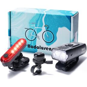Bike Light Set & Bike Bell, LED Bike Lights,Bike Headlight with Digital Led Screen,Rechargeable Bike Light, Safety Bicycle Lights Front and Back, 6+4 Modes Bicycle Light, Bike Lights for Night Riding