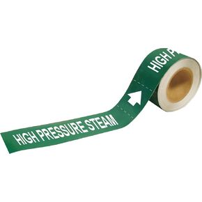 Brady 109154 Economy Pipe Markers-To-Go, B-946, 1" Height X 8" Width, White On Green Pressure Sensitive Vinyl, Legend "High Pressure Steam"
