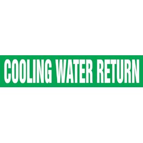 Accuform RPK249SSH Self-Stick "Cooling Water Return" Pipe Marker for 8" to 10" OD Pipe, White on Green, 4" H x 24" W